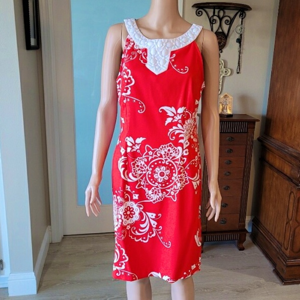 White and Red Printed Dress